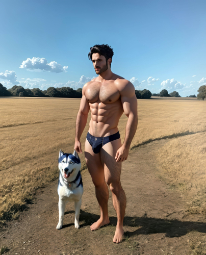 Two Huskys Out For A Walk